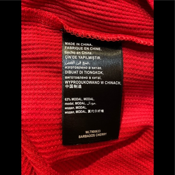 Bebe Logo Thermal Tie Waist Top Cherry Red Size L - Picture 7 of 9